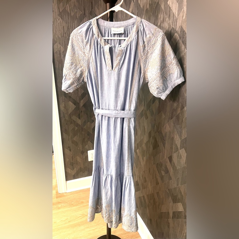 Rose and Rose blue chambray midi dress, size M